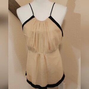 Sandra Angelozzi Cream & Black Silk Fit & Flare Strappy Top 8–10